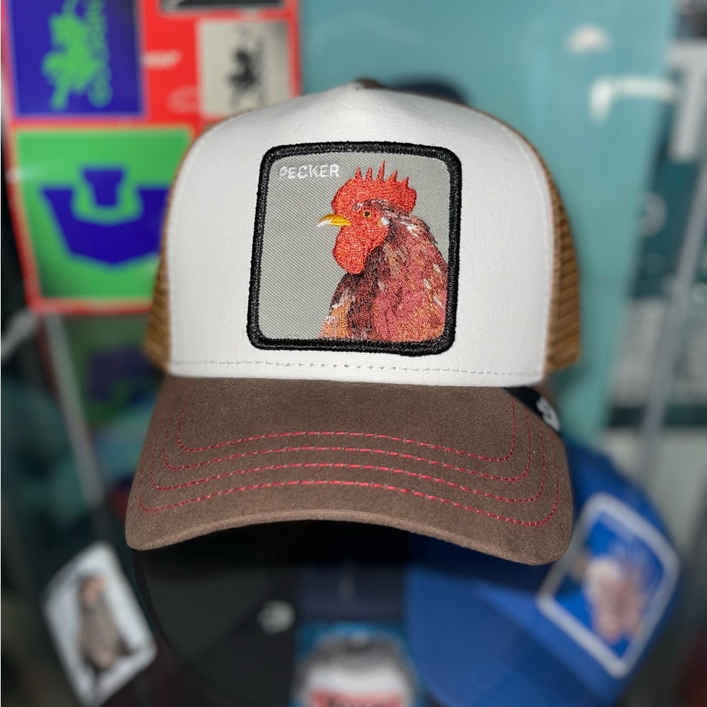 Goorin Bros Rooster Trucker Hat - Brown and White